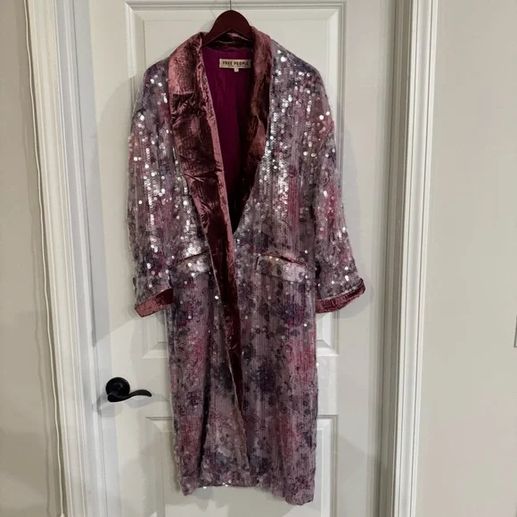 Free People Kealey Kimono Sequin in Pink Combo - Picture 6 of 16